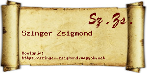 Szinger Zsigmond névjegykártya